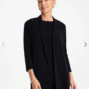 Chico's Travelers Black Open-Front Long Sleeve Slinky Knit Jacket Cardigan Sz M